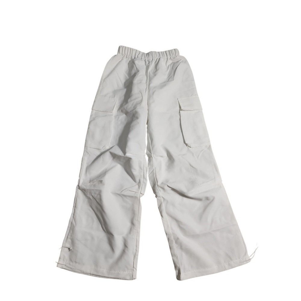 Cargo Pants Women Petite XS White Gorpcore Streetwear Parachute Wide Leg Skater